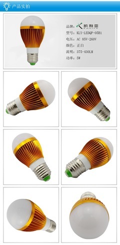 【5W LED超高亮球泡灯暖黄大功率led家用照明灯工厂家庭灯 工厂直销】价格,厂家,图片,LED天花灯,深圳市凯利亚电业-